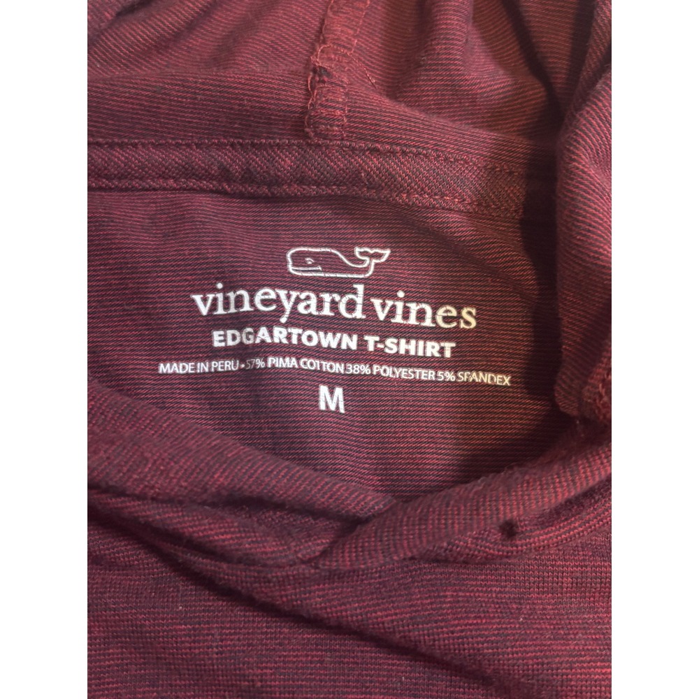 Vineyard Vines Hoodie Mens M Burgundy Edgartown Pima Cotton Blend Pocket Tee - Picture 2 of 3